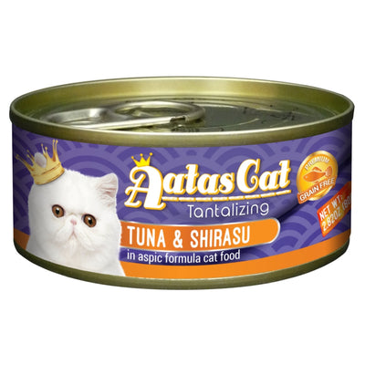 (Carton of 24) Aatas Cat Tantalizing Tuna & Shirasu in Aspic Cat Canned Food, 80g