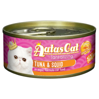 (Carton of 24) Aatas Cat Tantalizing Tuna & Squid in Aspic Cat Canned Food, 80g