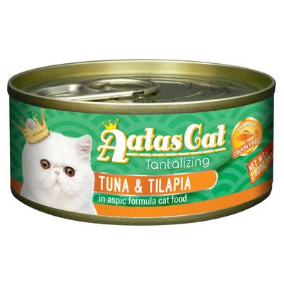 (Carton of 24) Aatas Cat Tantalizing Tuna & Tilapia in Aspic Cat Canned Food, 80g