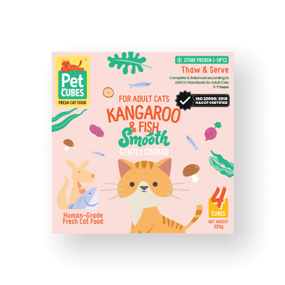 PetCubes Gently Cooked Kangaroo & Fish for Cats (Smooth) - Tray