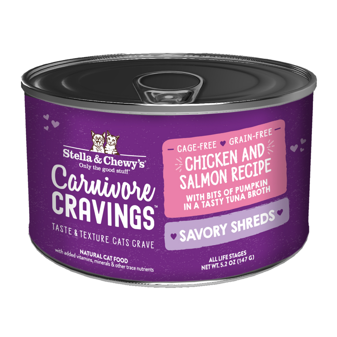 Stella & Chewy’s Carnivore Cravings – Savory Shreds Chicken & Salmon Dinner in Broth 5.2oz