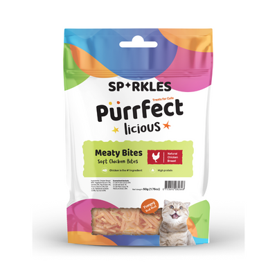 Sparkles Purrfectlicious Meaty Bites Cat Treats – Soft Chicken Bites, 50g
