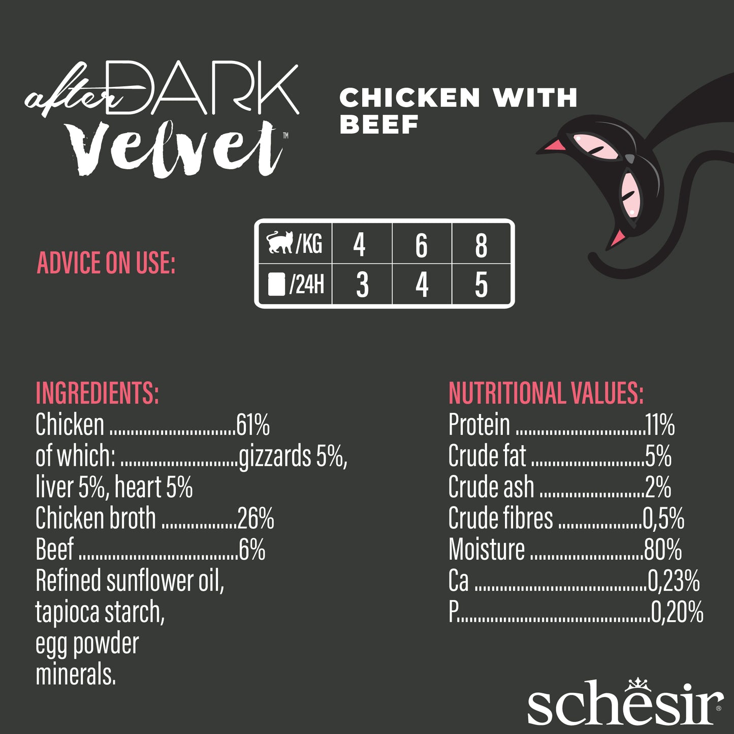 Schesir After Dark Velvet Mousse - Chicken with Beef, 80g