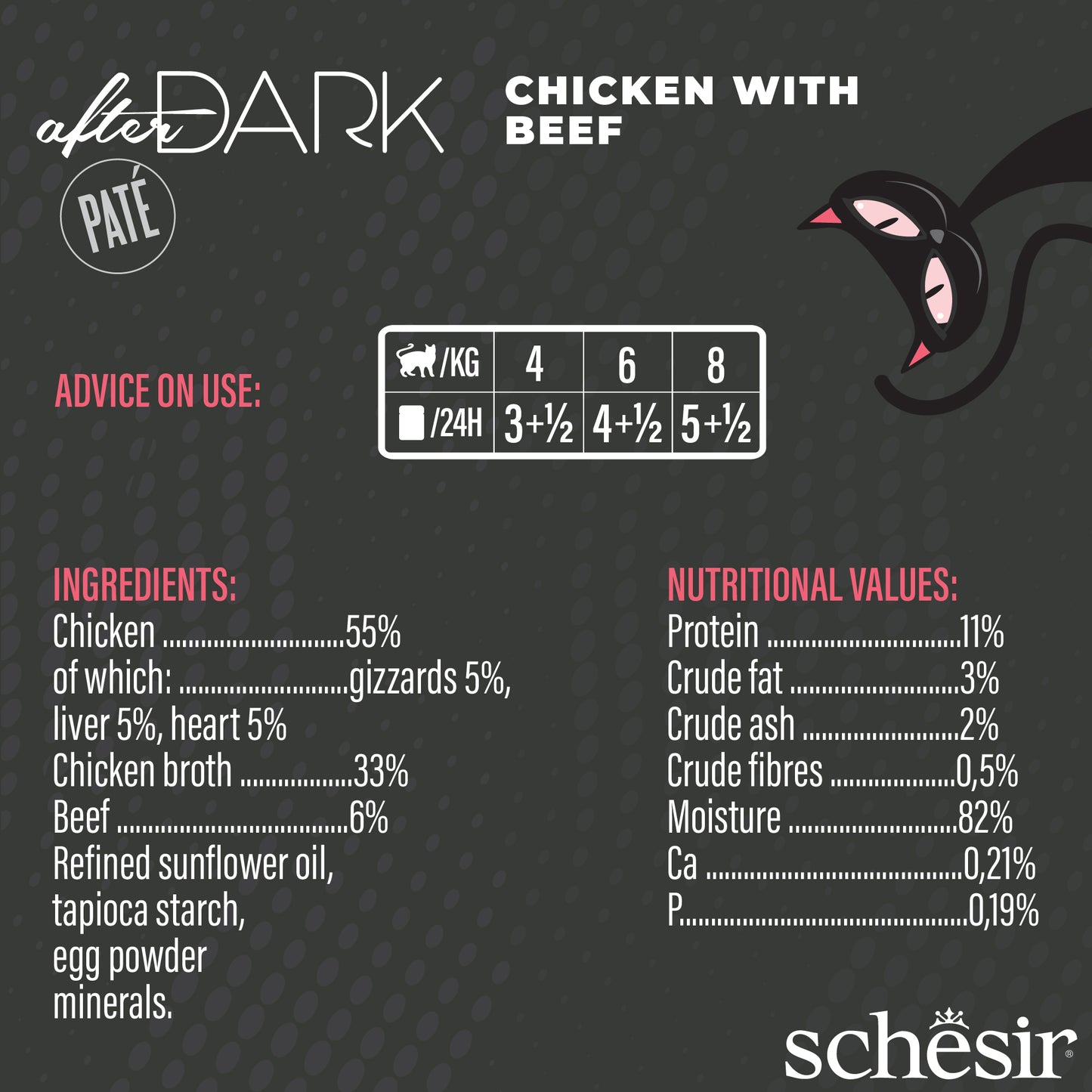 Schesir After Dark Pate - Chicken with Beef, 80g