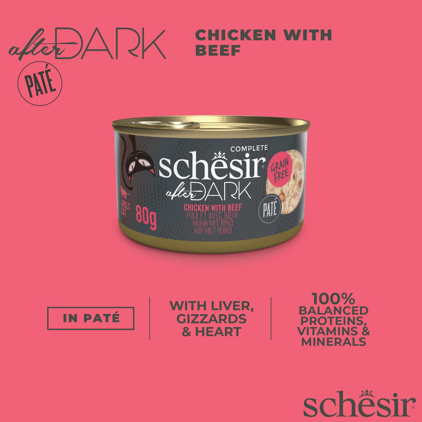 Schesir After Dark Pate - Chicken with Beef, 80g