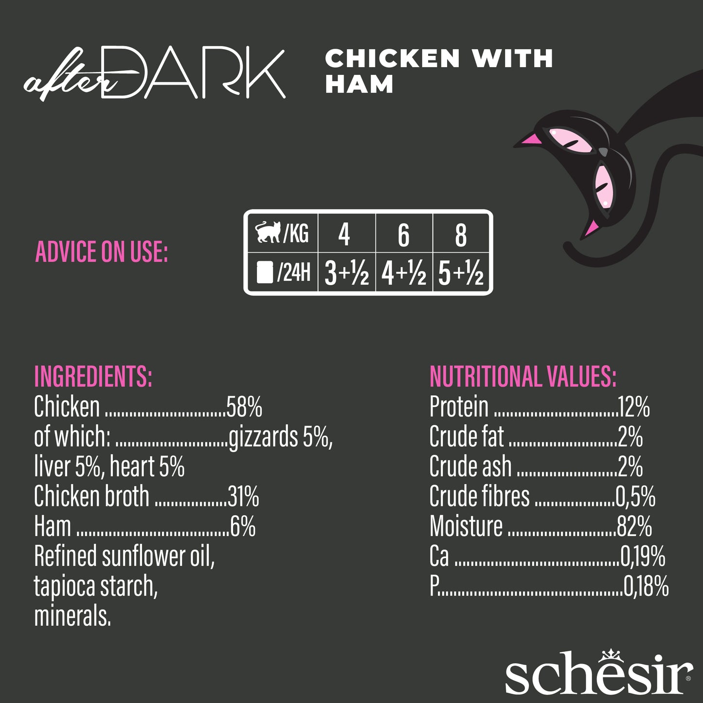 Schesir After Dark Wholefood - Chicken with Ham, 80g