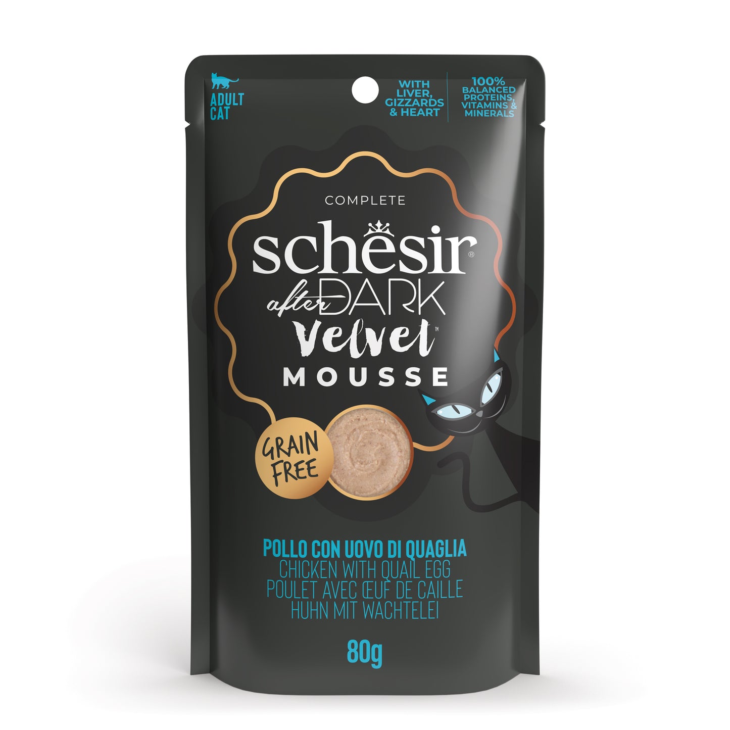 Schesir After Dark Velvet Mousse - Chicken with Quail Egg, 80g