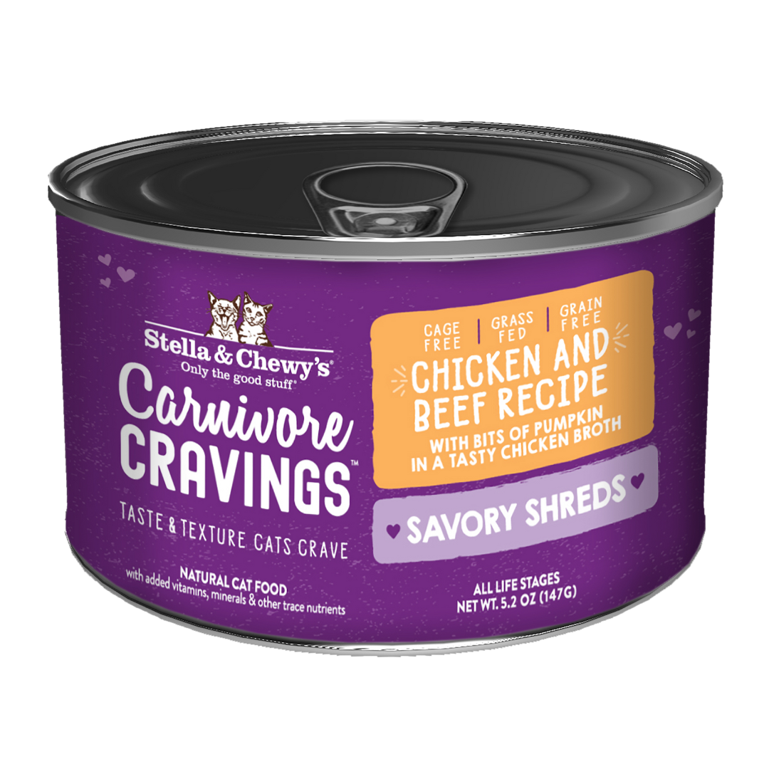 Stella & Chewy’s Carnivore Cravings – Savory Shreds Chicken & Beef Dinner in Broth 5.2oz