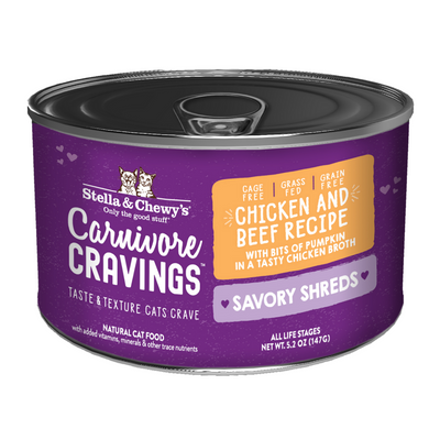 Stella & Chewy’s Carnivore Cravings – Savory Shreds Chicken & Beef Dinner in Broth 5.2oz