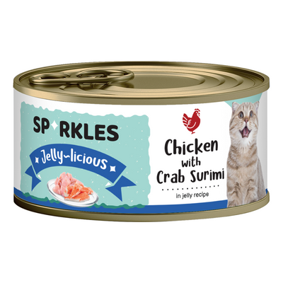 Sparkles Jelly-licious Chicken with Crab Surimi Canned Wet Cat Food, 80g