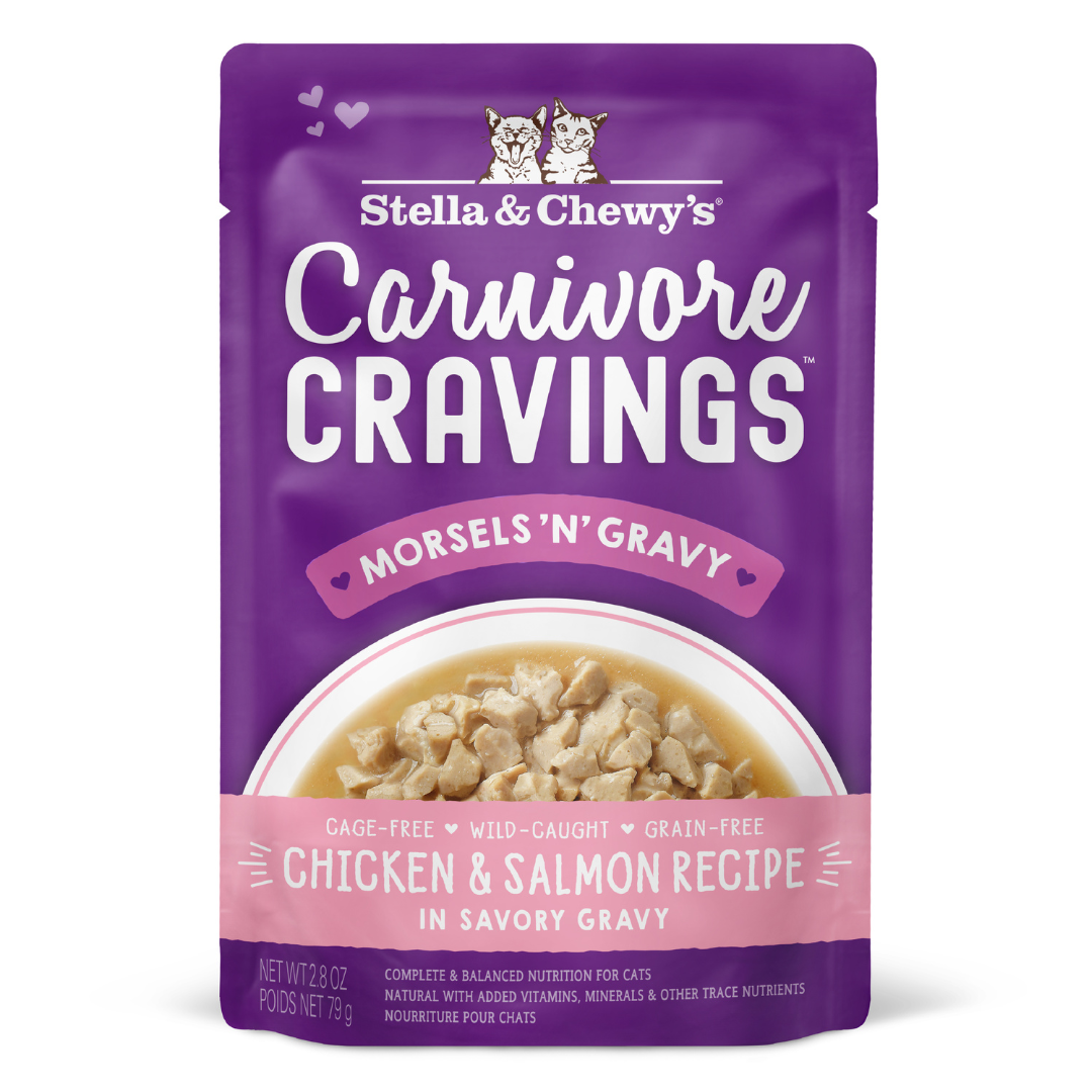 Stella & Chewy’s Carnivore Cravings Morsels’N’Gravy Chicken & Salmon Pouch Wet Cat Food , 2.8oz