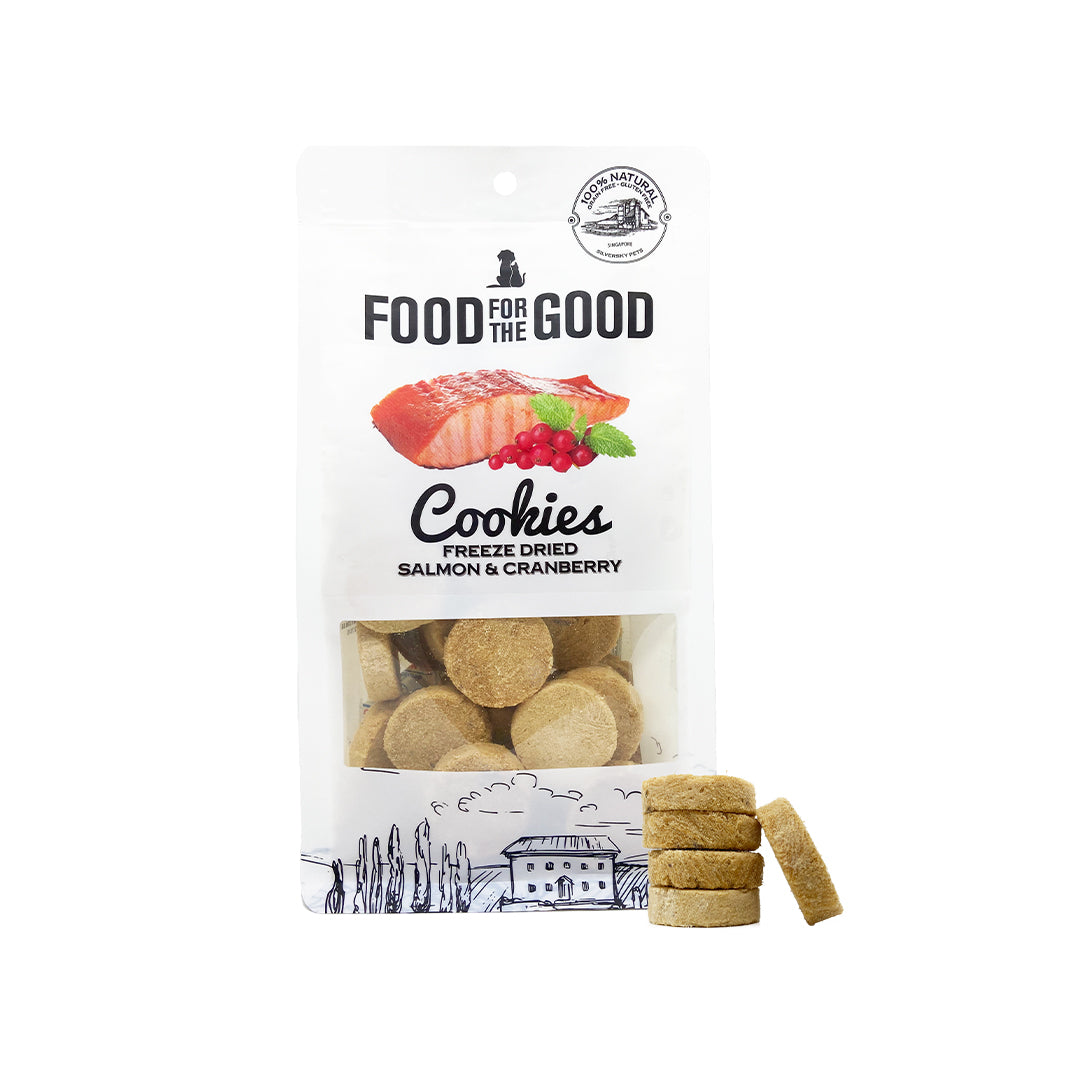 Food for the Good Freeze Dried Cookies Salmon & Cranberry Cat & Dog Treats, 70g