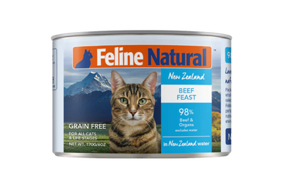 (Carton of 12) Feline Natural Beef Canned Cat Food, 170g