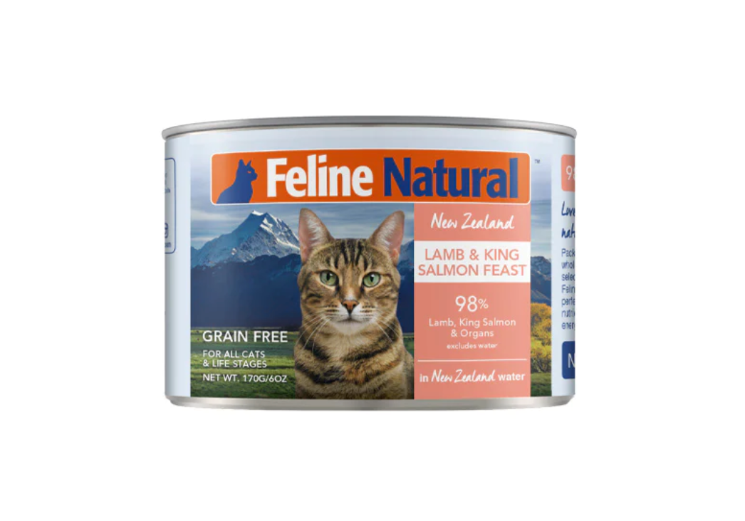 (Carton of 12) Feline Natural Lamb & Salmon Canned Cat Food, 170g