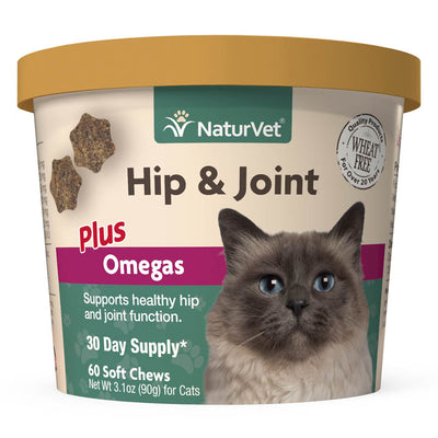 NaturVet Hip & Joint Plus Omegas Soft Chews for Cats, 60ct