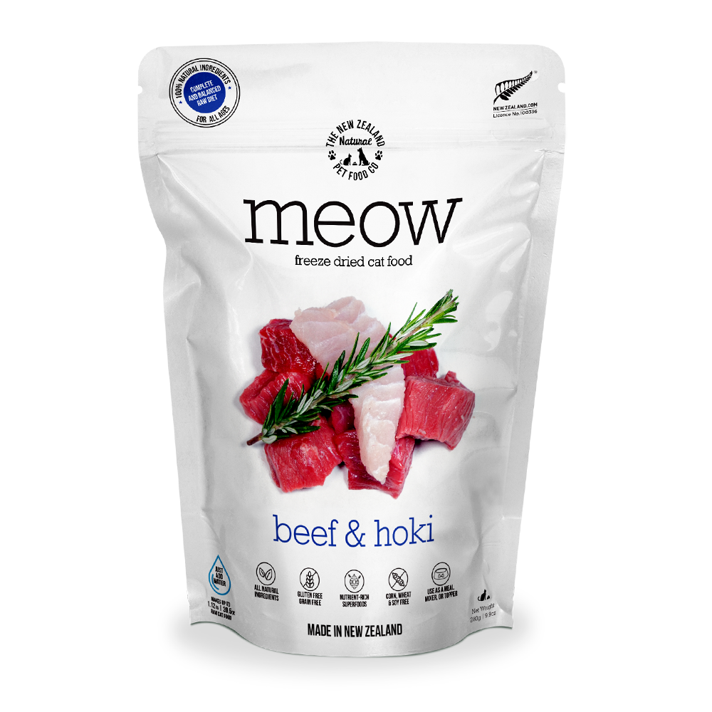10% OFF: The NZ Natural Pet Food Co. Meow Beef & Hoki Freeze Dried Cat Food 280g