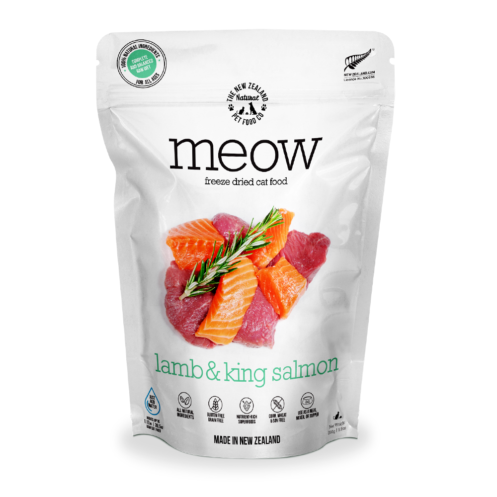 10% OFF: The NZ Natural Pet Food Co. Meow Lamb & King Salmon Freeze Dried Cat Food 280g