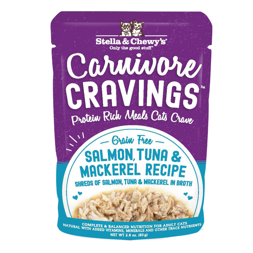 Stella & Chewy’s Carnivore Cravings Adult Wet Cat Food 2.8oz – Salmon, Tuna & Mackerel Recipe