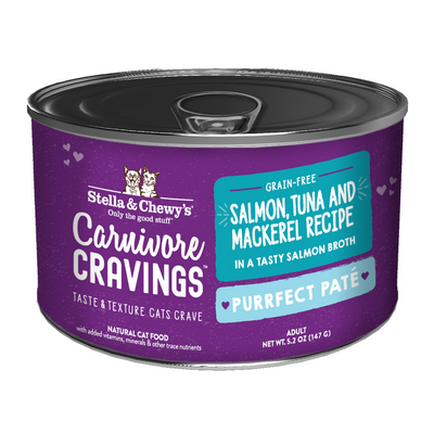 Stella & Chewy’s Carnivore Cravings – Purrfect Pate Salmon, Tuna & Mackerel Pate Recipe in Broth 5.2oz