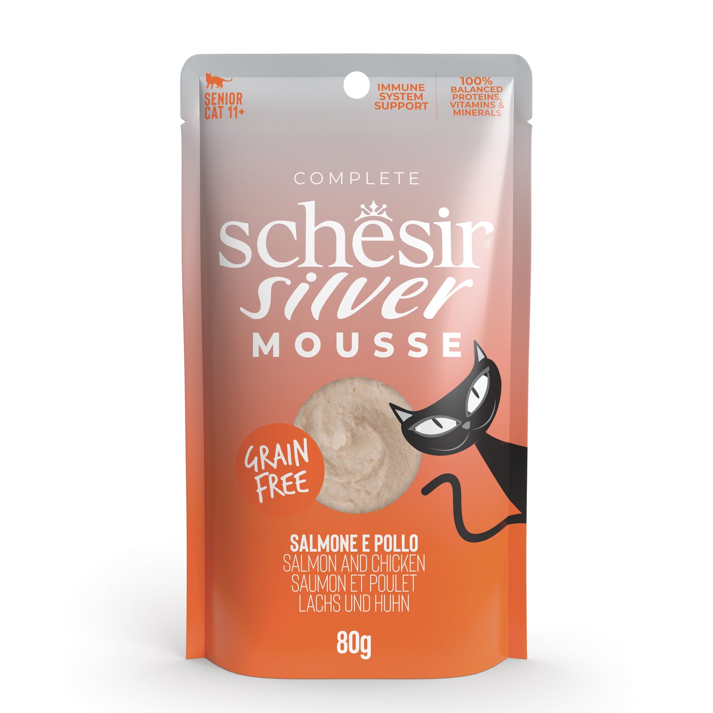 Schesir Silver Velvet Mousse - Salmon and Chicken, 80g