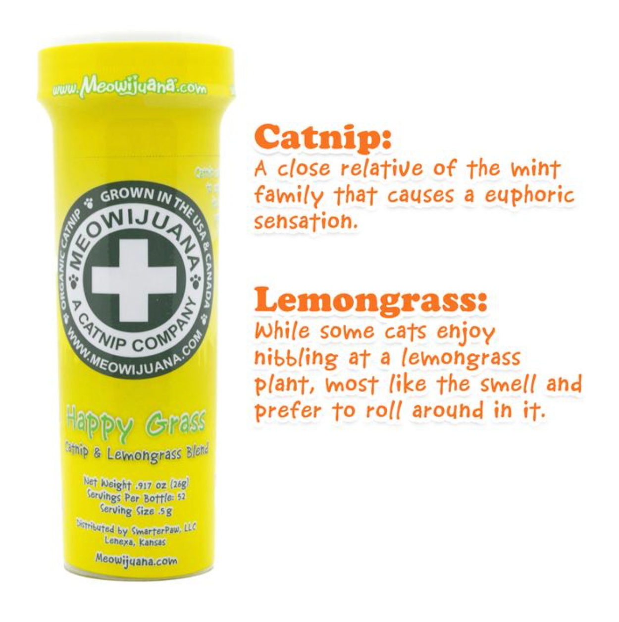Meowijuana Happy Grass - Catnip and Lemongrass Blend 26g