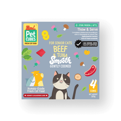 PetCubes Gently Cooked Beef and Tuna for Senior Cats - Tray