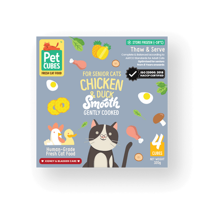 PetCubes Gently Cooked Chicken and Duck for Senior Cats (Smooth) - Tray