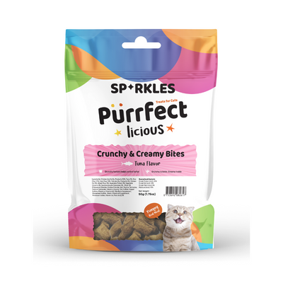 Sparkles Purrfectlicious Crunchy & Creamy Bites Cat Treats – Tuna, 50g