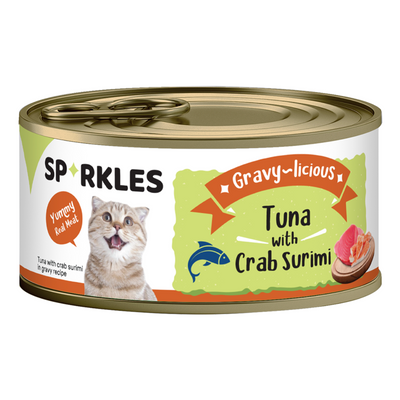 Sparkles Gravy-licious Tuna with Crab Surimi Canned Wet Cat Food, 80g