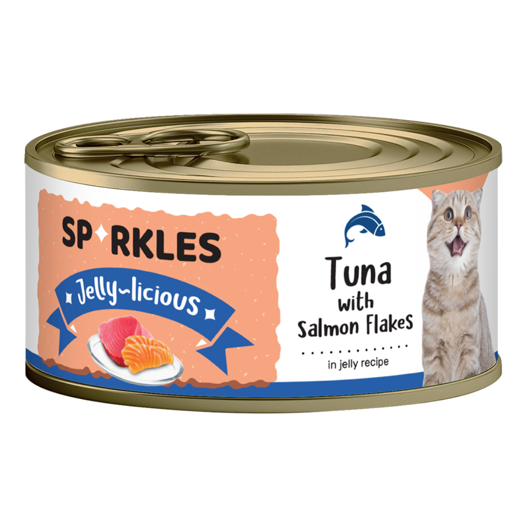 Sparkles Jelly-licious Tuna with Salmon Flakes Canned Wet Cat Food, 80g