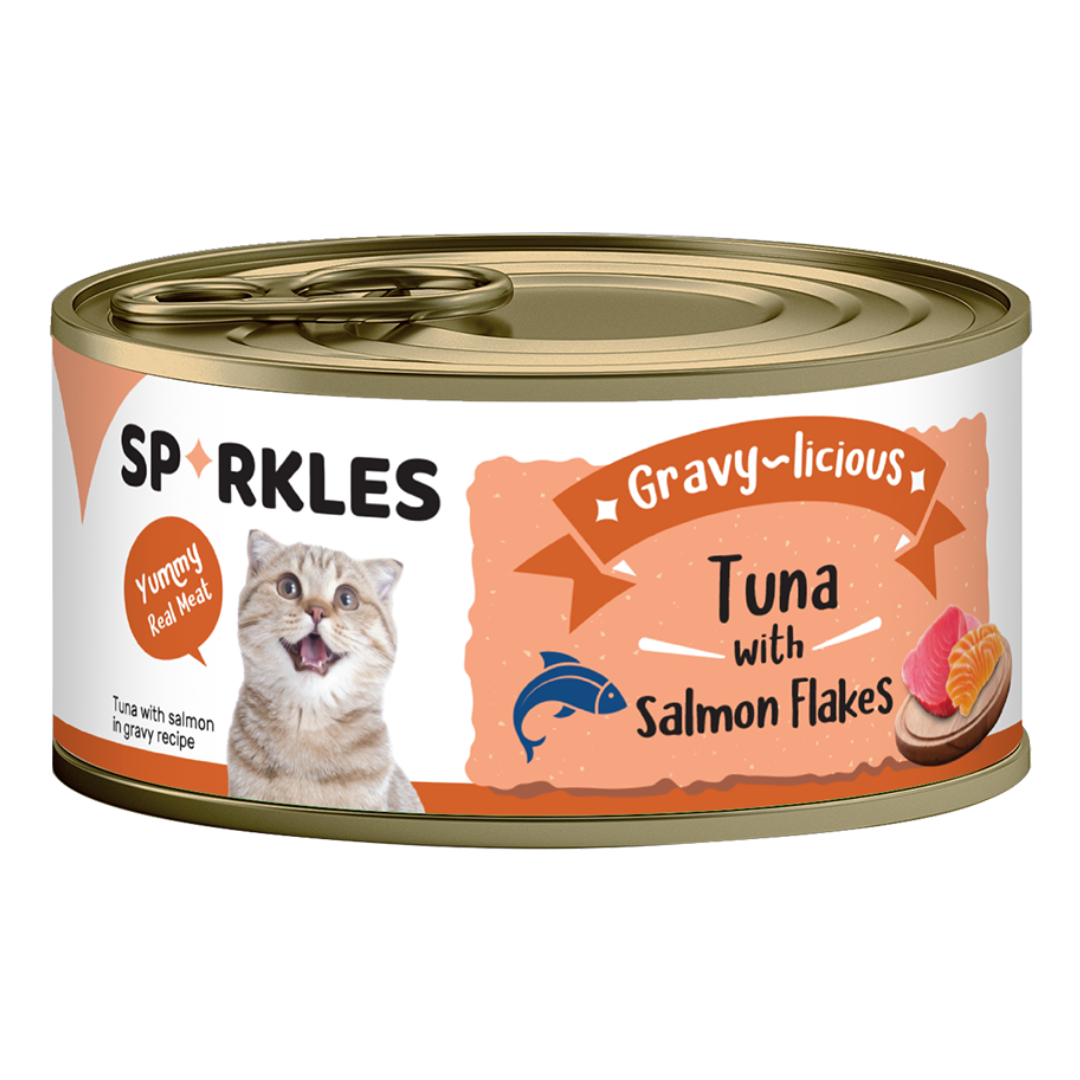 Sparkles Gravy-licious Tuna with Salmon Flakes Canned Wet Cat Food, 80g