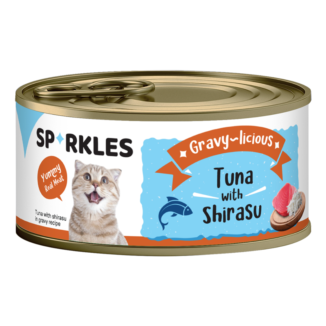 Sparkles Gravy-licious Tuna with Shirasu Canned Wet Cat Food, 80g