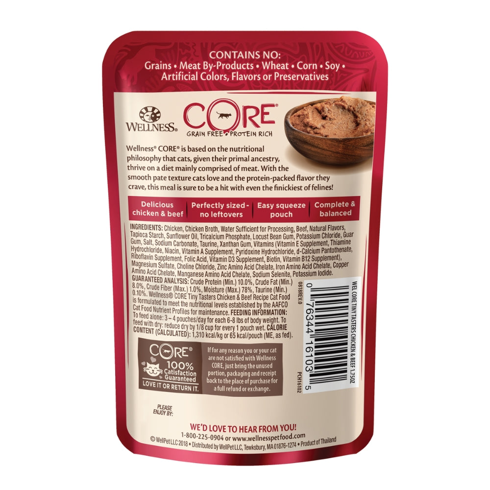 Wellness CORE Tiny Tasters Chicken & Beef Pate Wet Cat Food, 1.75 oz
