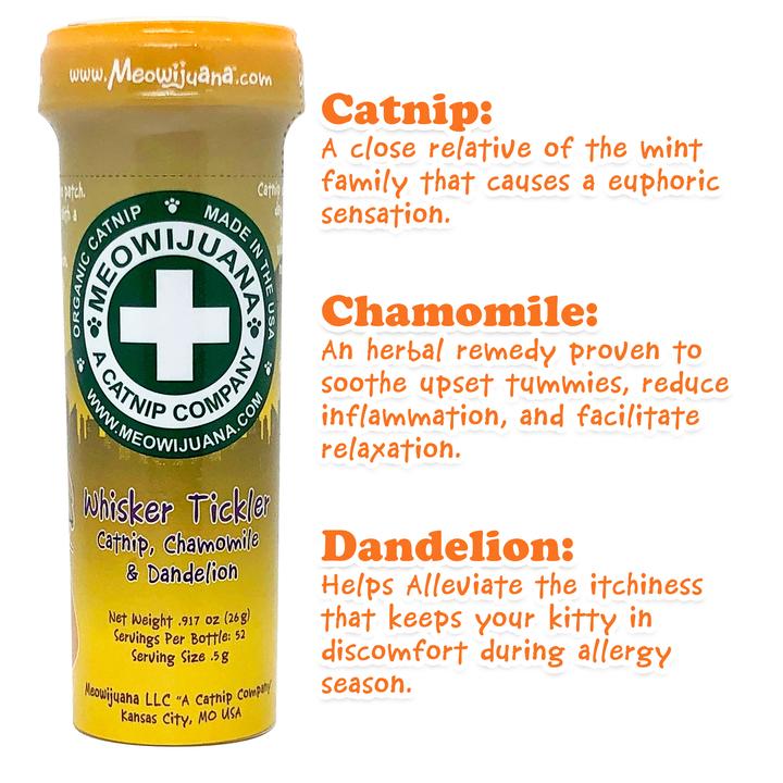 Meowijuana Whisker Ticker – Catnip, Chamomile, and Dandelion Blend, 26g