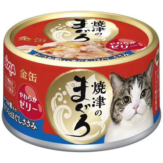 (Carton of 24) Aixia Yaizu No Maguro Tuna & Chicken with Dried Skipjack Canned Cat Food, 70g