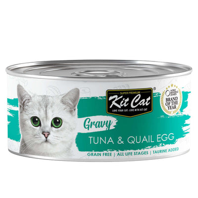 (Carton of 24) Kit Cat Gravy Tuna & Quail Egg Canned Cat Food 70g