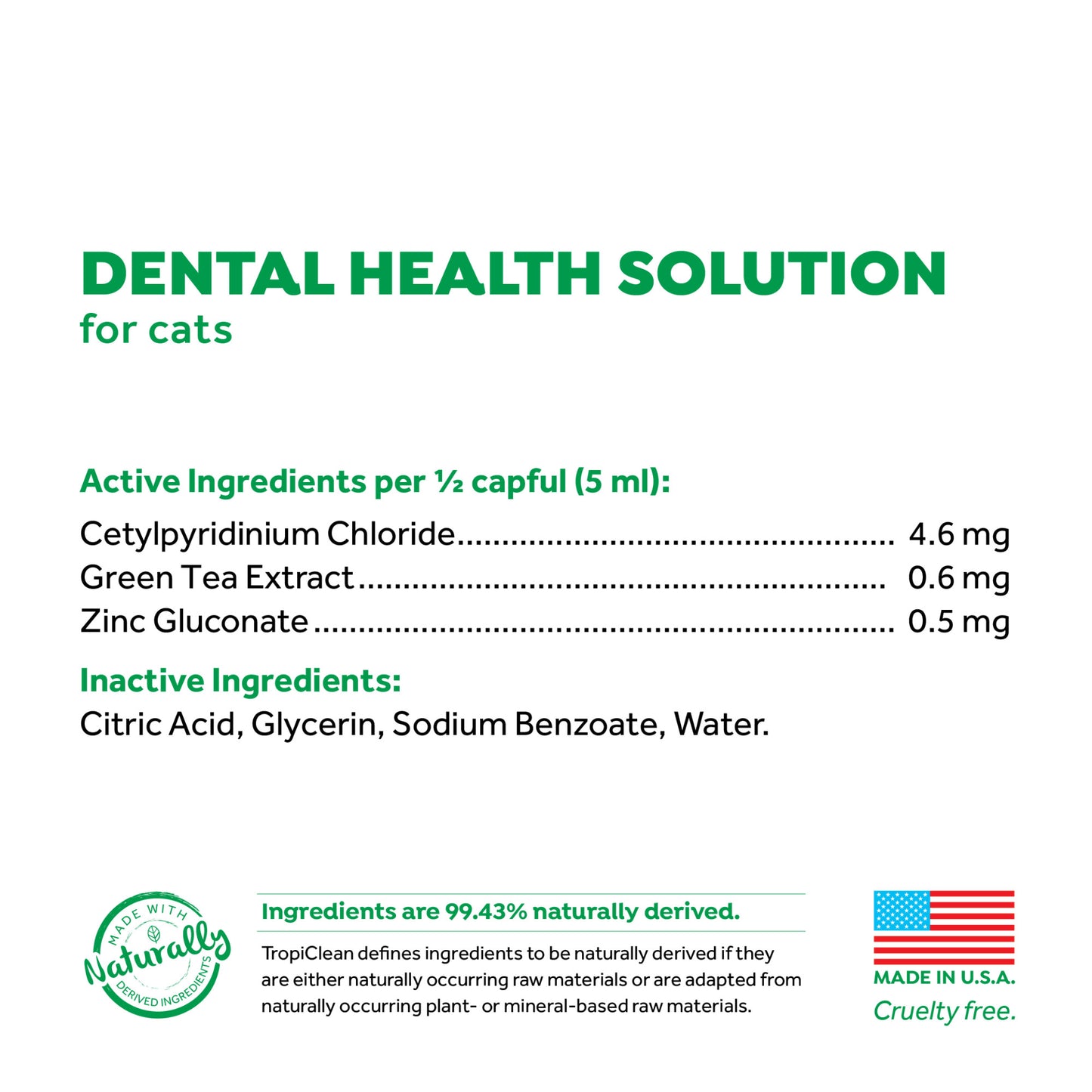 TropiClean Fresh Breath Dental Health Solution for Cats, 8oz