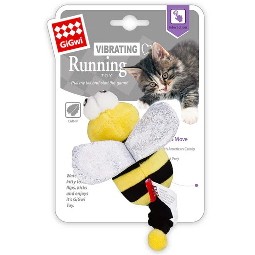 GiGwi Vibrating Running Catnip Plush Cat Toy (Bee)