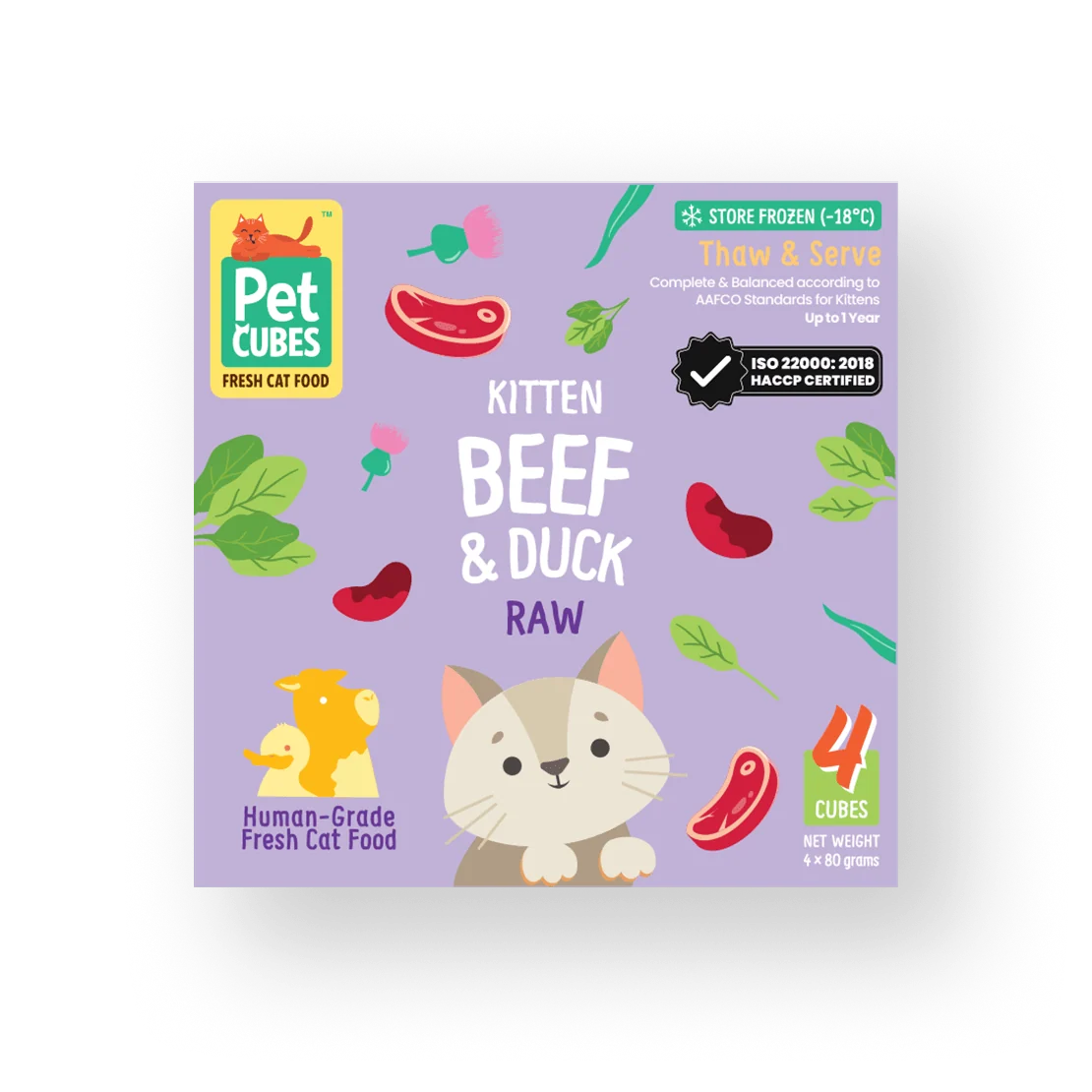 PetCubes Raw Beef and Duck for Kittens - Tray