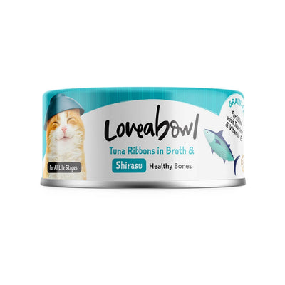 (Carton of 24) Loveabowl Chicken & Tuna in Broth Wet Cat Food 70g - Tuna & Shirasu