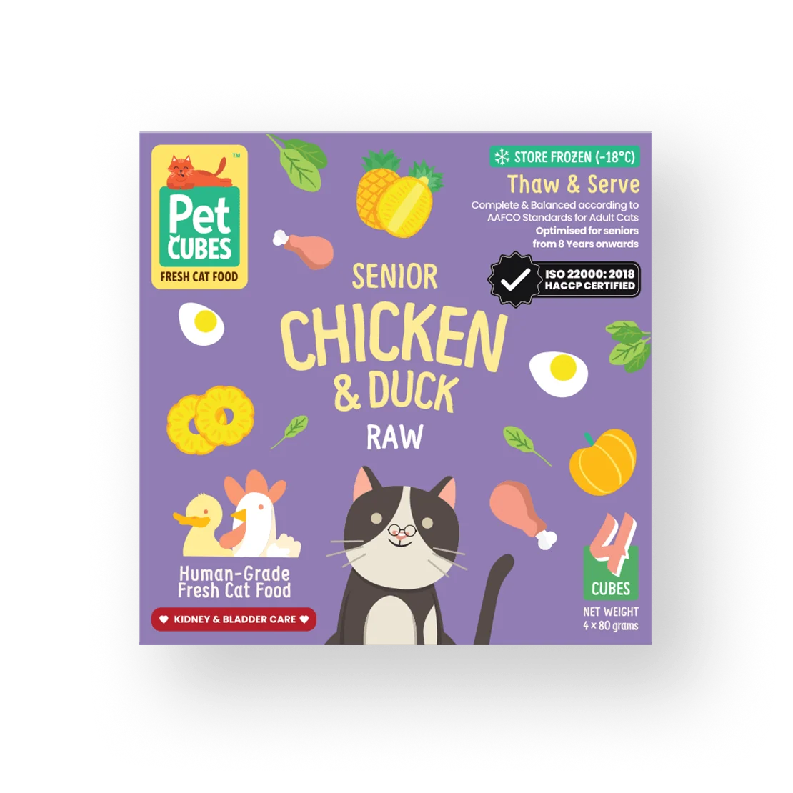 PetCubes Raw Chicken and Duck for Senior Cats - Tray