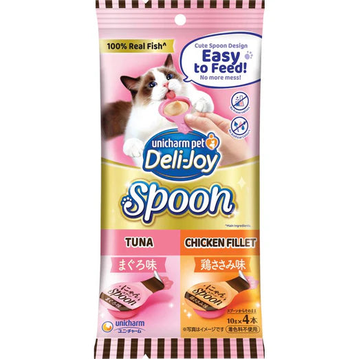 Unicharm Deli-Joy Spoon Tuna & Chicken Fillet Liquid Cat Treats, 40g