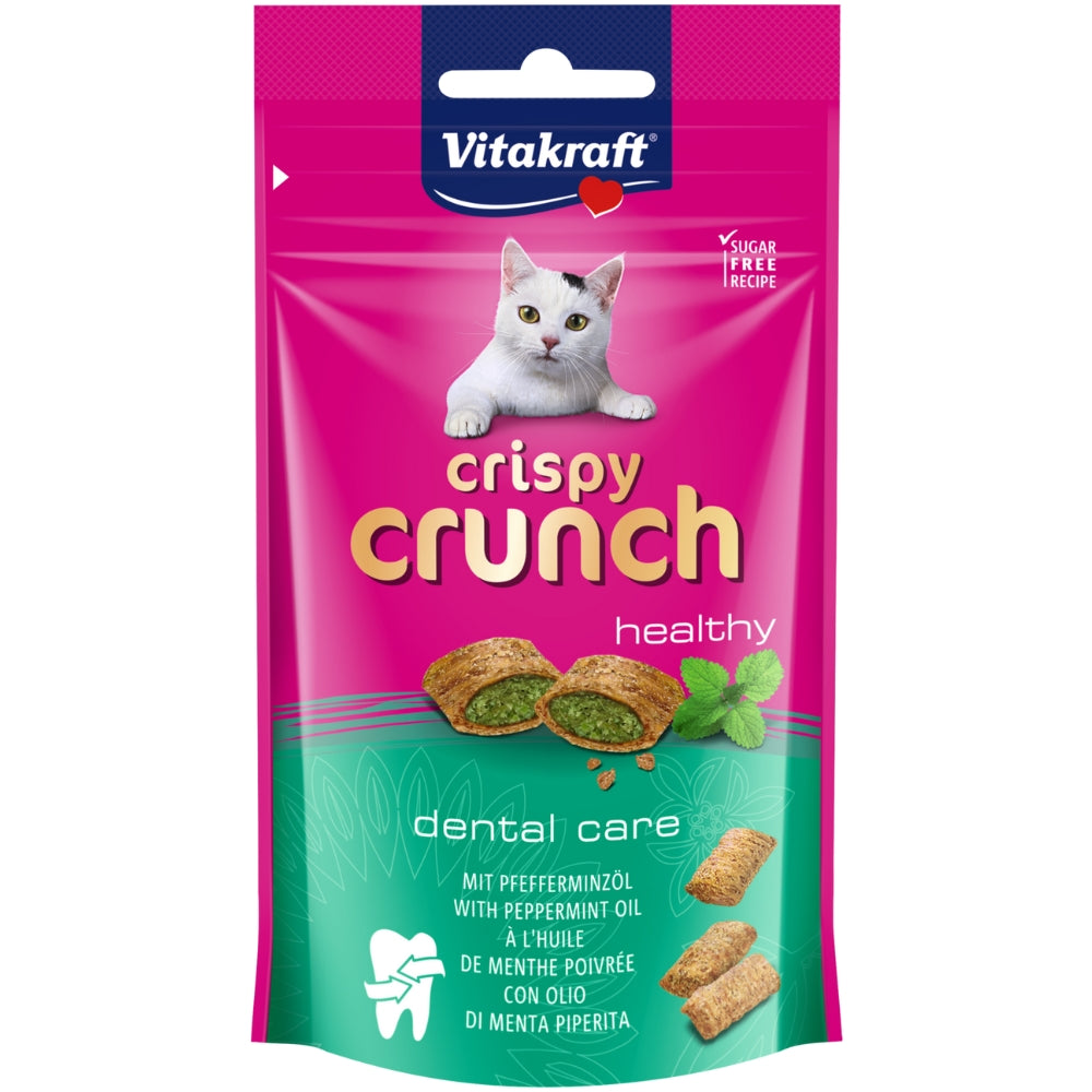 Vitakraft Crispy Crunch Dental Care Pepper Mint Cat Treats, 60g