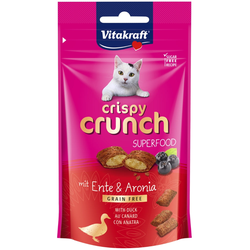 Vitakraft Crispy Crunch Superfood Duck Aronia Cat Treats, 60g