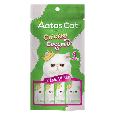 Aatas Cat Crème Purée Chicken with Coconut Oil Cat Treats, 14g