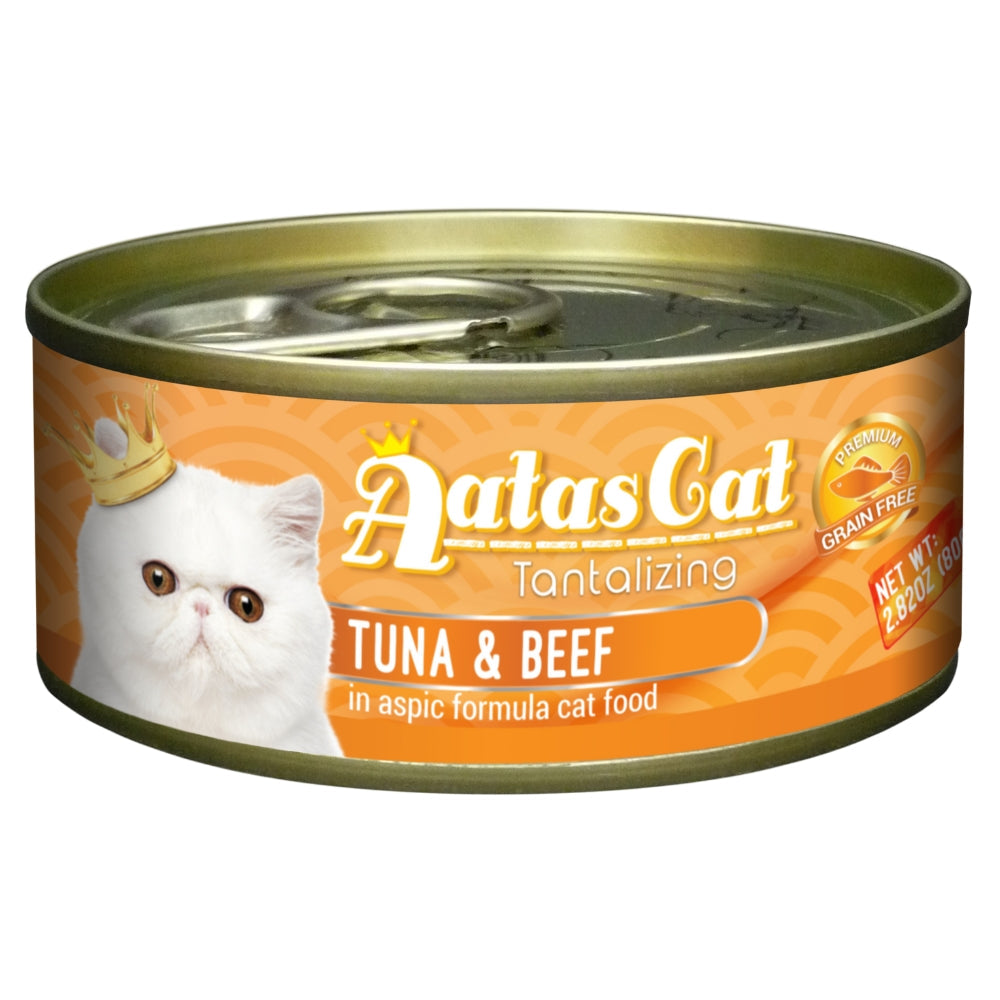 Aatas Cat Tantalizing Tuna & Beef in Aspic Cat Canned Food, 80g