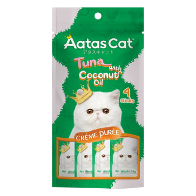 Aatas Cat Crème Purée Tuna with Coconut Oil Cat Treats, 14g