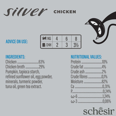 (Carton of 12) Schesir Silver Velvet Mousse - Chicken, 80g