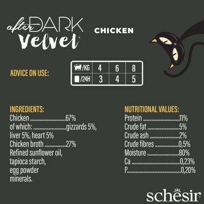 (Carton of 12) Schesir After Dark Velvet Mousse - Chicken, 80g