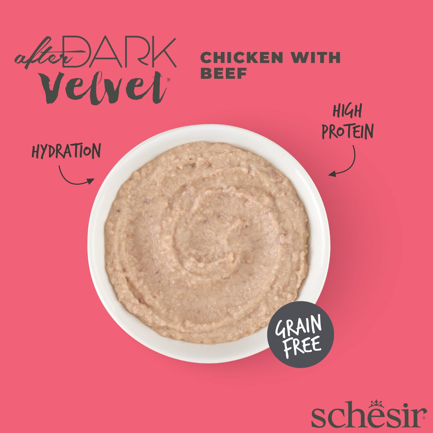 (Carton of 12) Schesir After Dark Velvet Mousse - Chicken with Beef, 80g